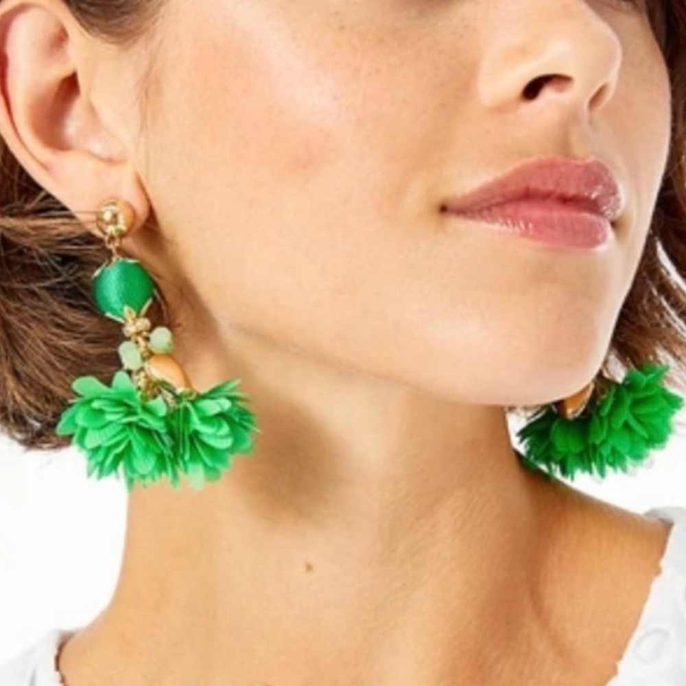 Green Lily Pulitzer Full Bloom Dangle Earrings